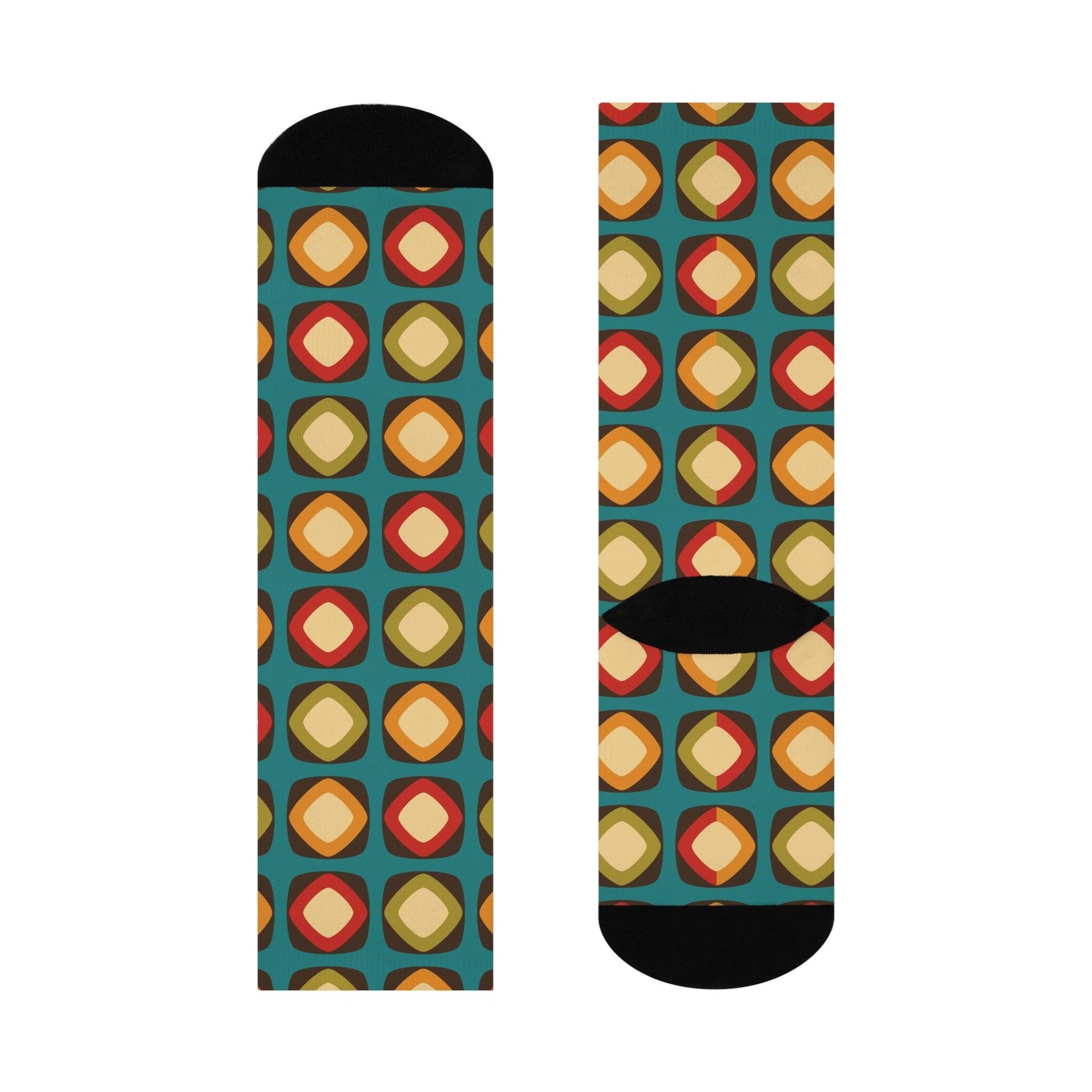 Funky Mid Mod Colorful Cushioned Unisex Crew Socks | lovevisionkarma.com