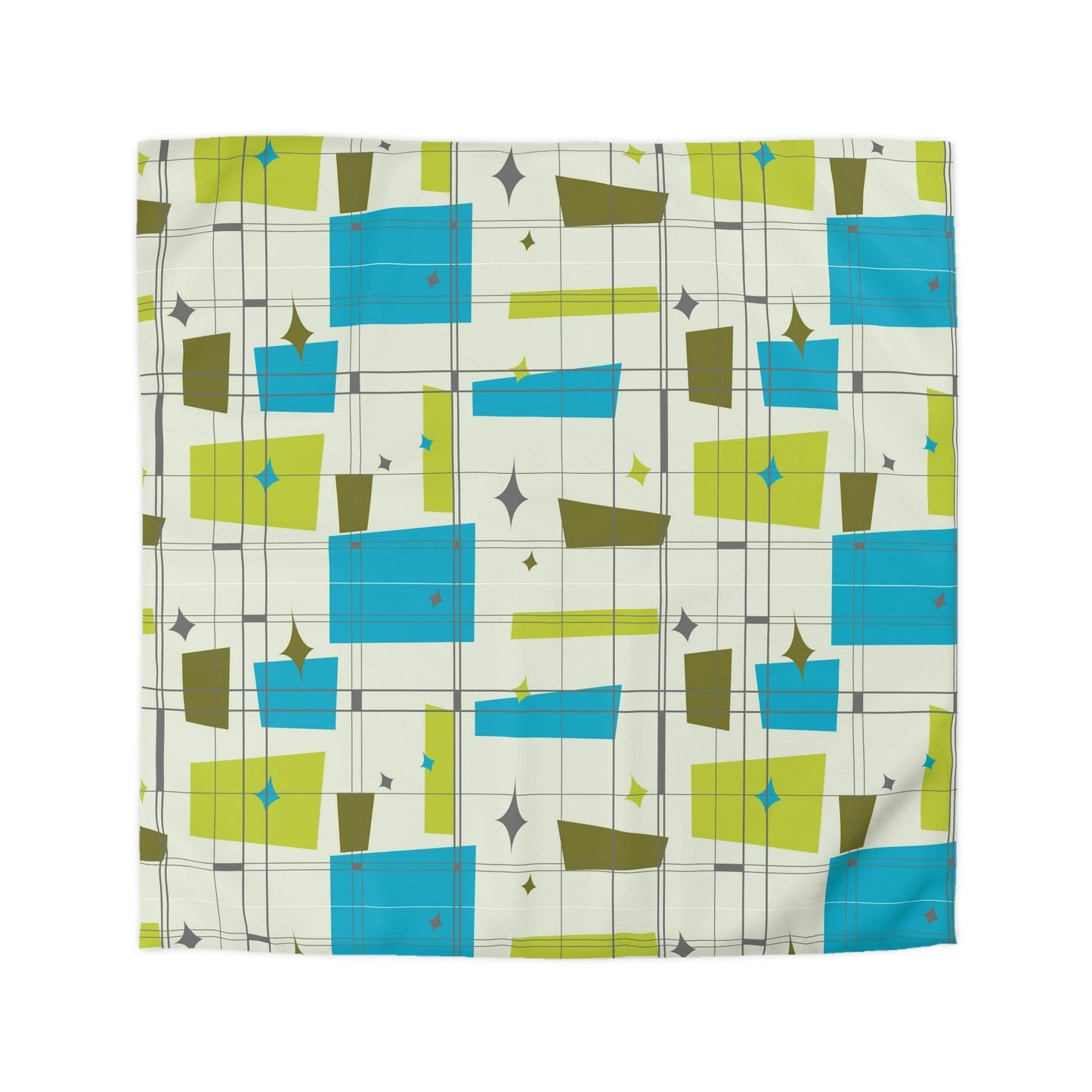 Retro 1950's Abstract Blue & Green Mid Century Modern Duvet Cover | lovevisionkarma.com