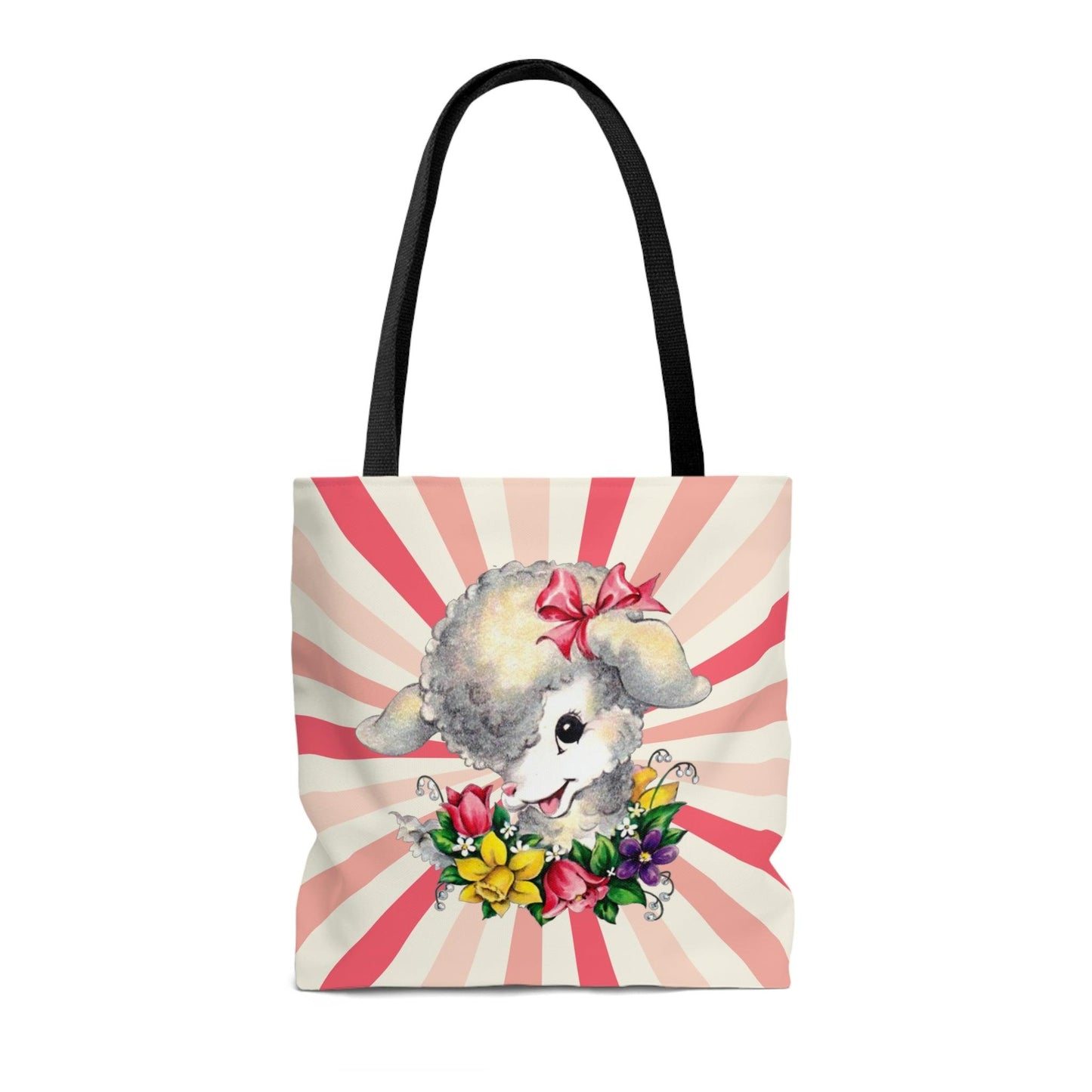 Vintage Kitsch Lamb Easter Retro MCM Colorful Tote Bag | lovevisionkarma.com
