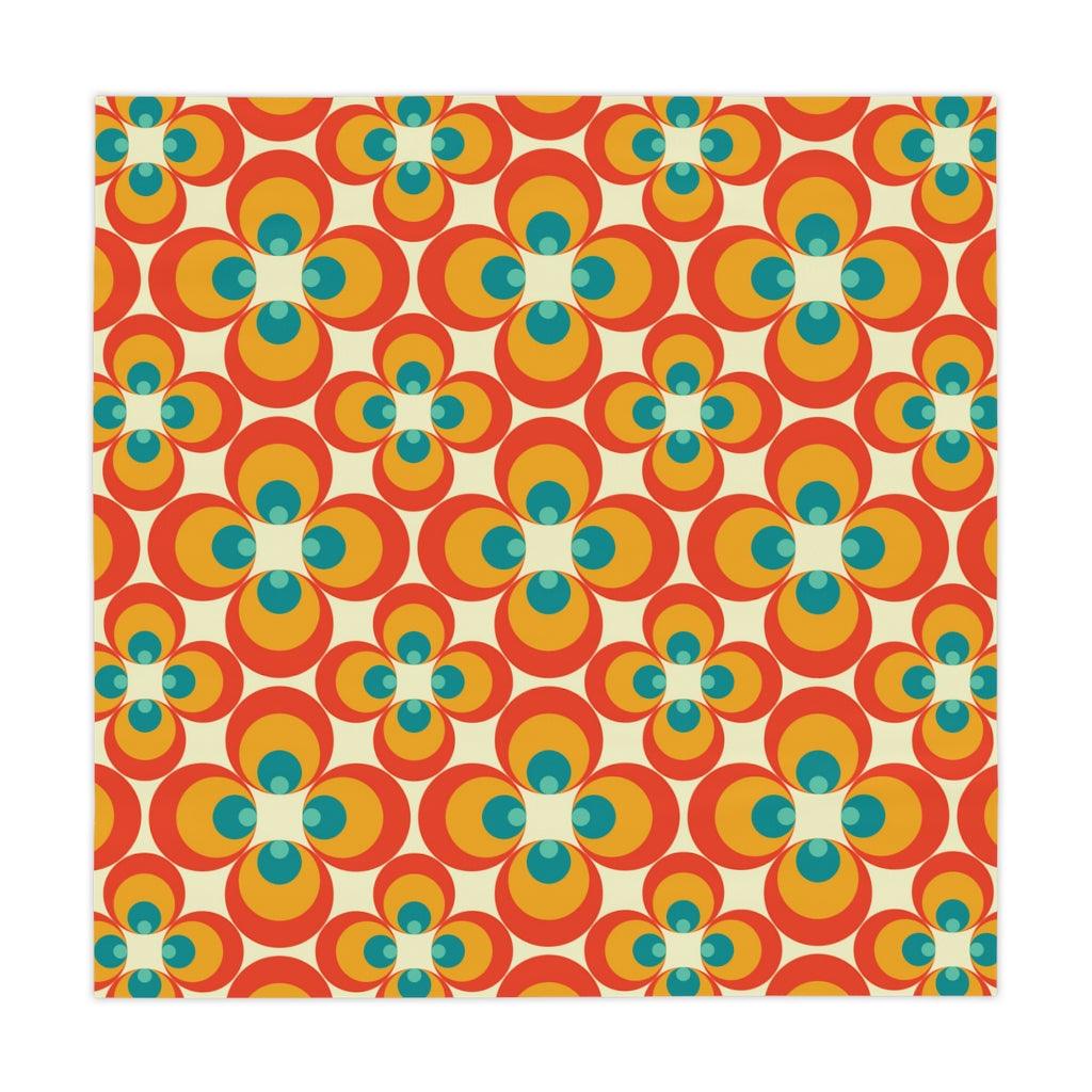 Groovy Retro Flowers 1960s, 1970s Orange and Green Mid Century Mod Tablecloth | lovevisionkarma.com