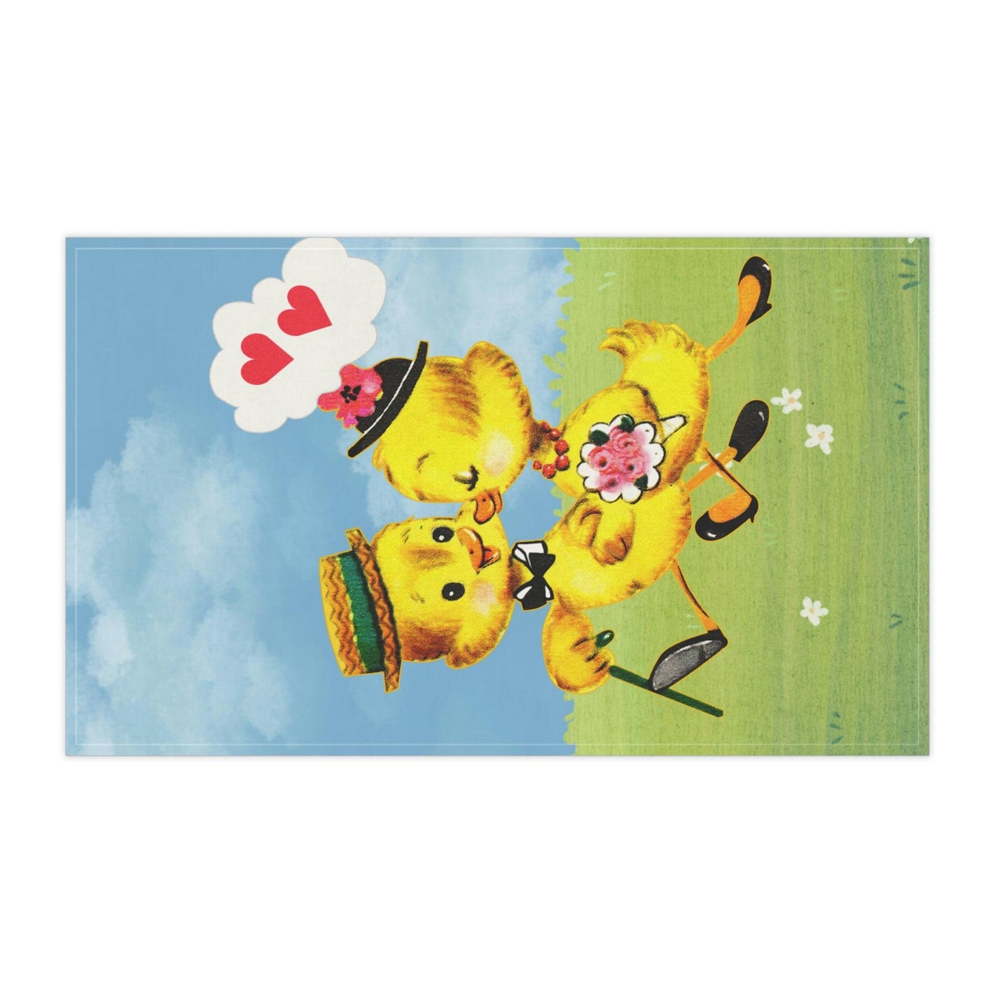 Vintage Easter Chicks Spring MCM Kitsch Kitchen Tea Towel | lovevisionkarma.com