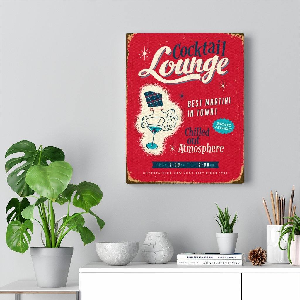 Retro Red 1950's Cocktail Lounge Sign | Mid Century Canvas Gallery Wrap | lovevisionkarma.com