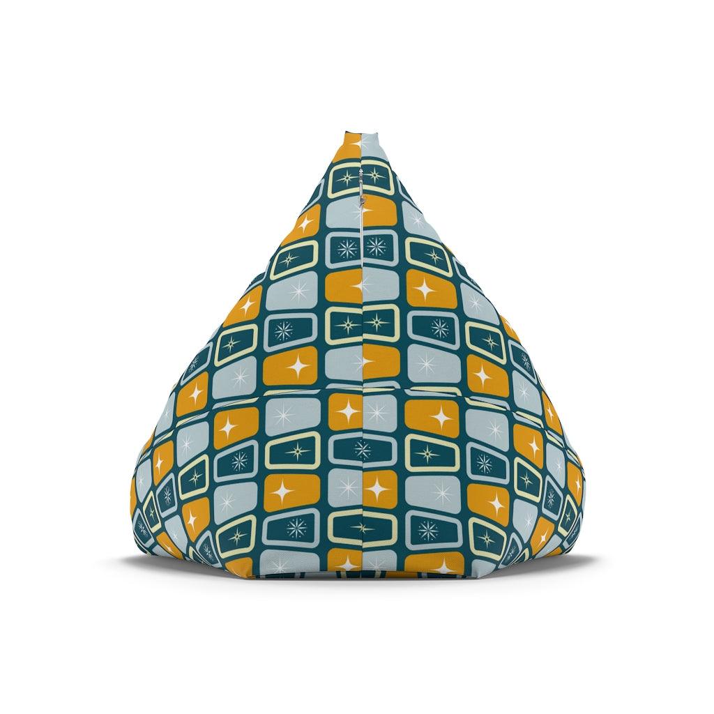 Retro Atomic Starburst MCM Blue & Mustard Bean Bag Chair COVER | lovevisionkarma.com