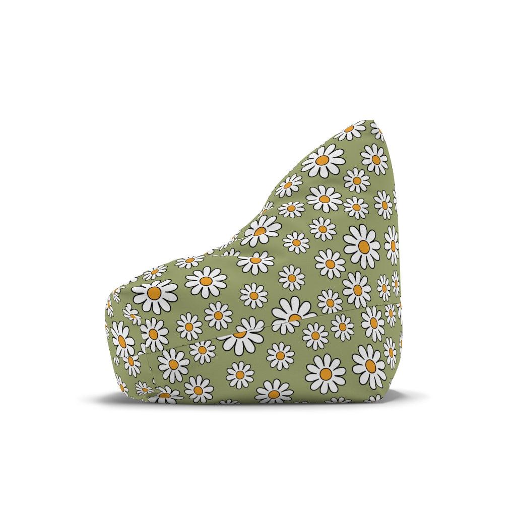 Boho Daisy Sage Green MCM Bean Bag Chair COVER | lovevisionkarma.com