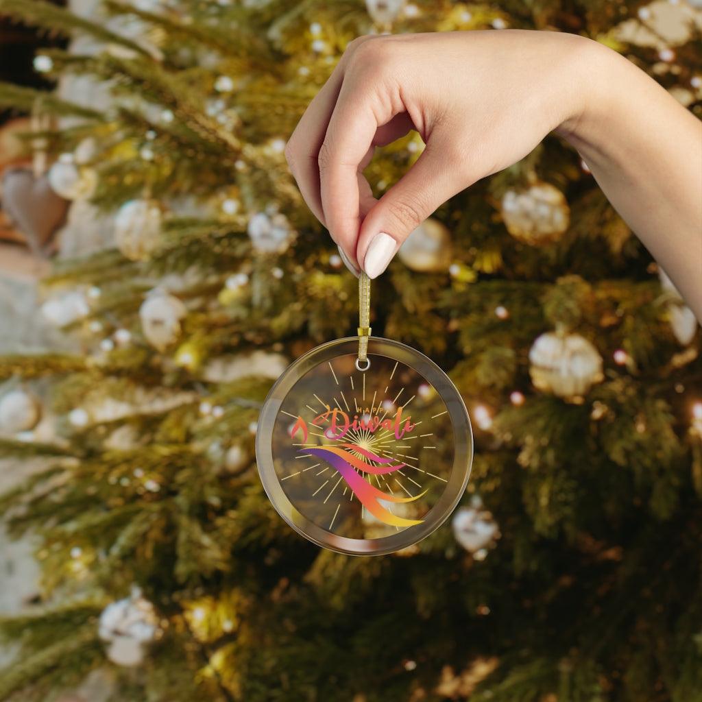 Happy Diwali, Festival of Lights Diwali Home Decor, Glass Ornament | lovevisionkarma.com