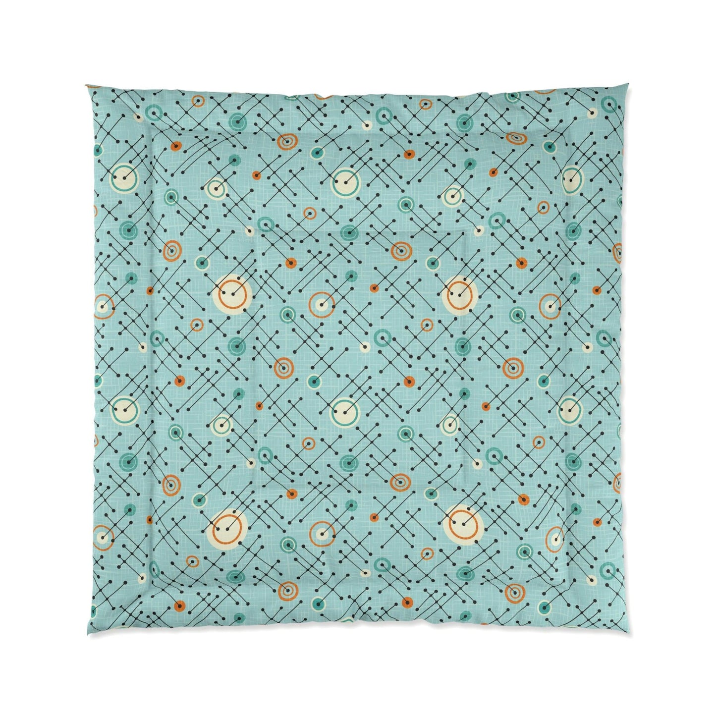 Retro 50s Lines Eames Inspired MCM Blue Comforter | lovevisionkarma.com