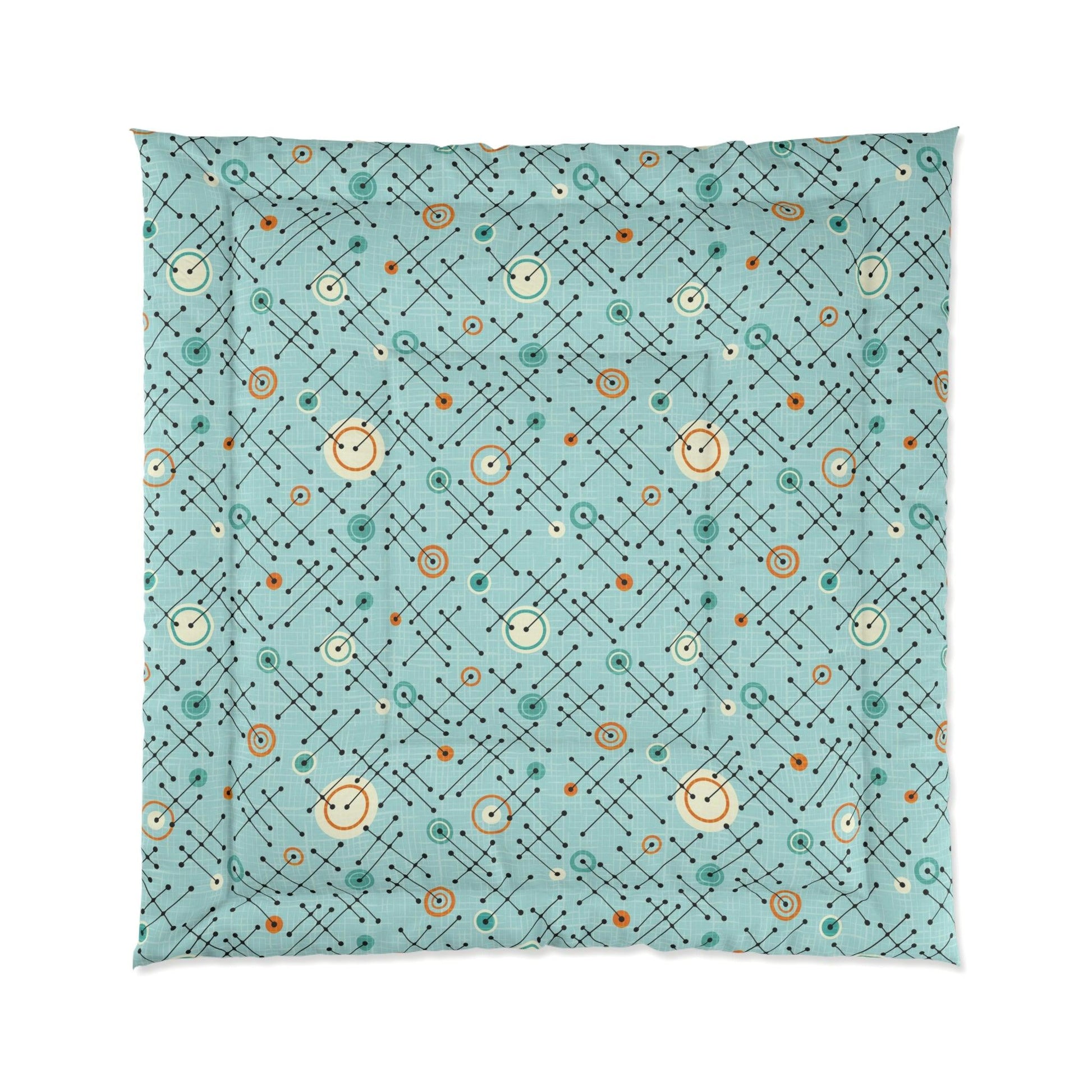 Retro 50s Lines Eames Inspired MCM Blue Comforter | lovevisionkarma.com