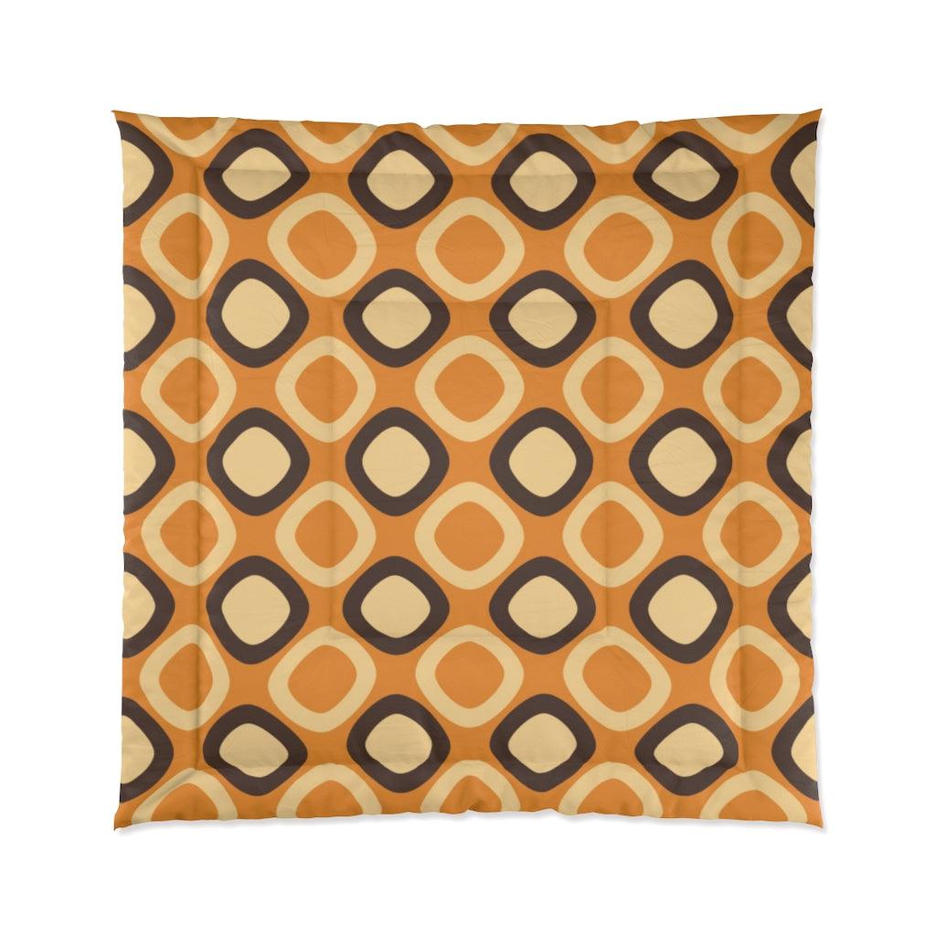 Retro Mod Squares Orange MCM Comforter | lovevisionkarma.com