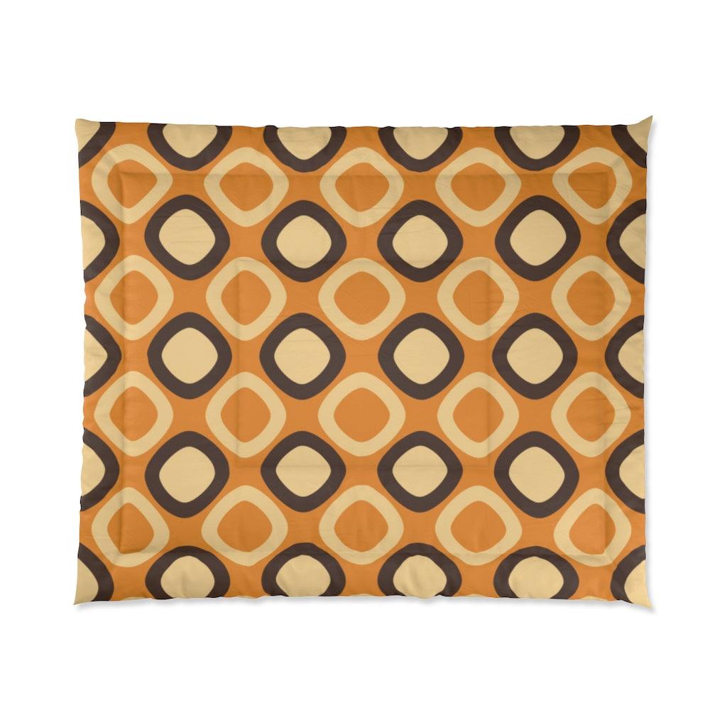 Retro Mod Squares Orange MCM Comforter | lovevisionkarma.com