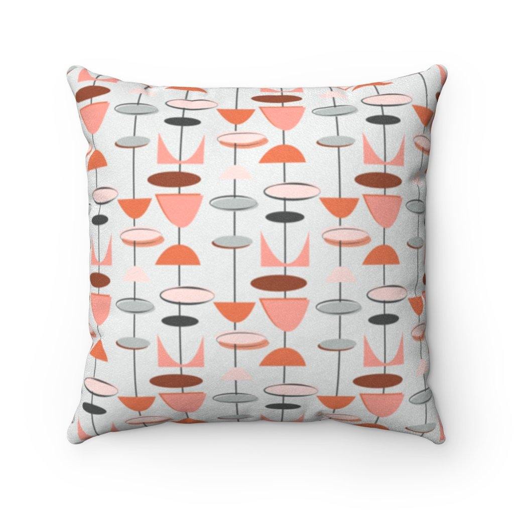 Retro Atomic Mid Century Mod Abstract Pink & Grey Pillow | lovevisionkarma.com