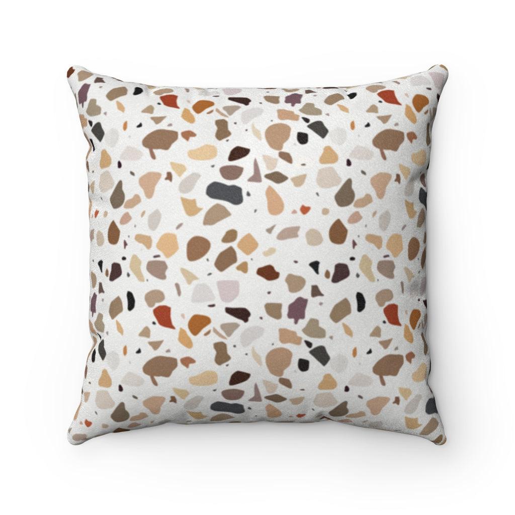 Terrazzo Print Brown Modern Minimalist Pillow | lovevisionkarma.com
