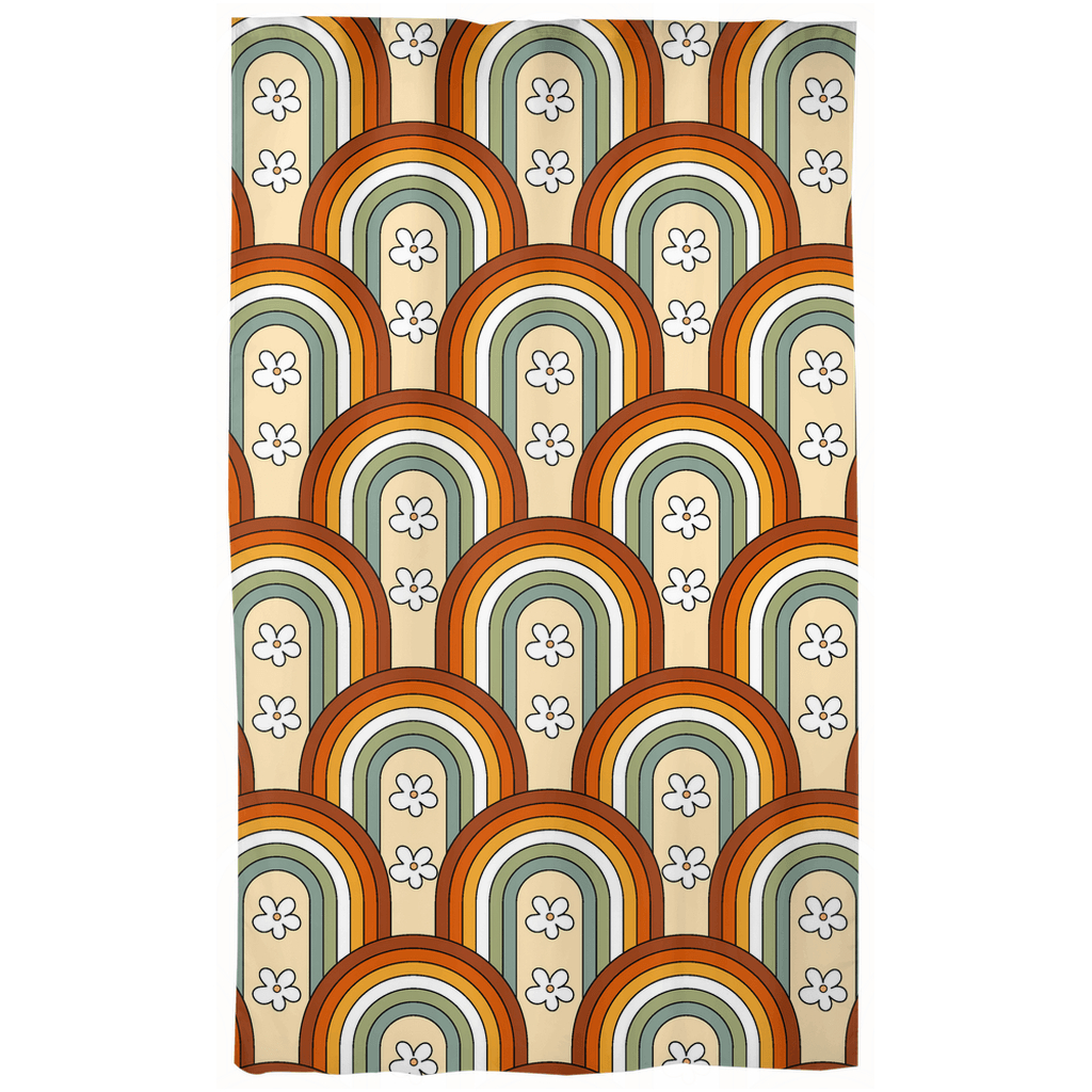 Retro Boho Rainbow MCM Multicolor Curtain Panel | lovevisionkarma.com