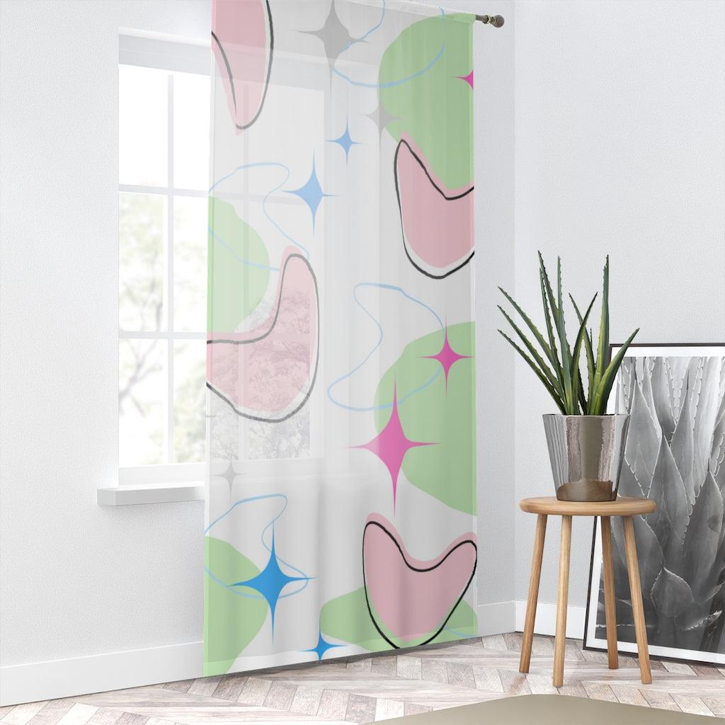 Retro MCM Atomic Burst & Boomerang Multicolor Sheer Window Curtain | lovevisionkarma.com