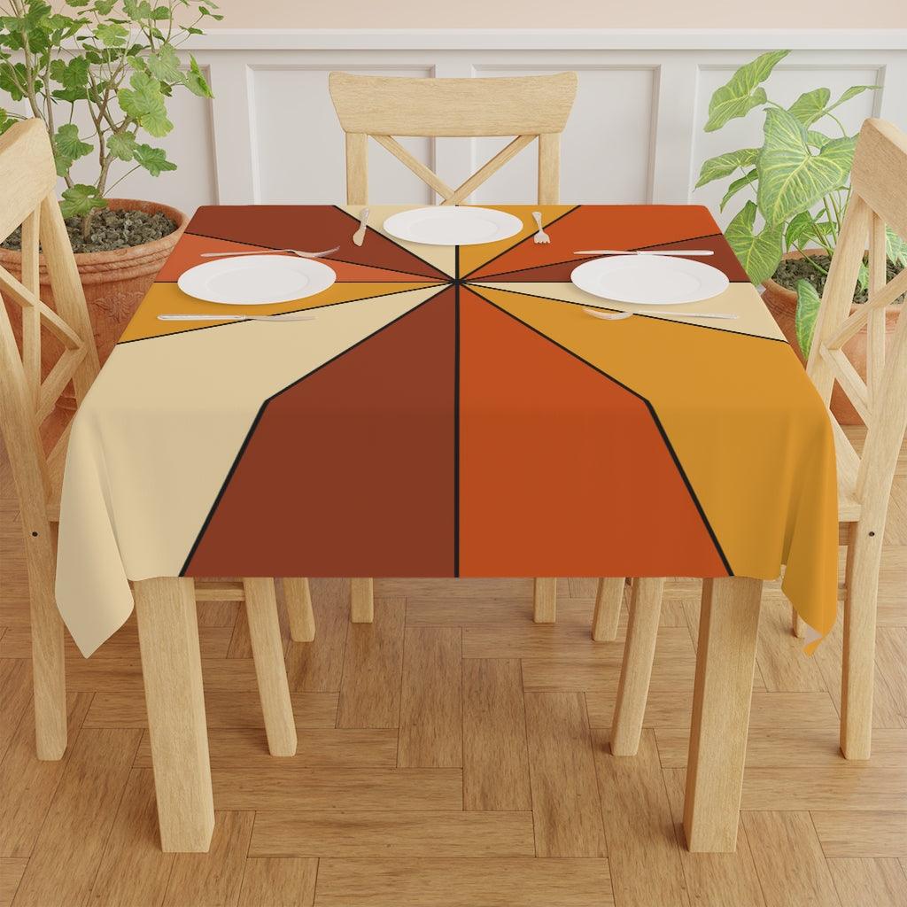 Boho Burst Orange and Yellow Retro Square Tablecloth | lovevisionkarma.com