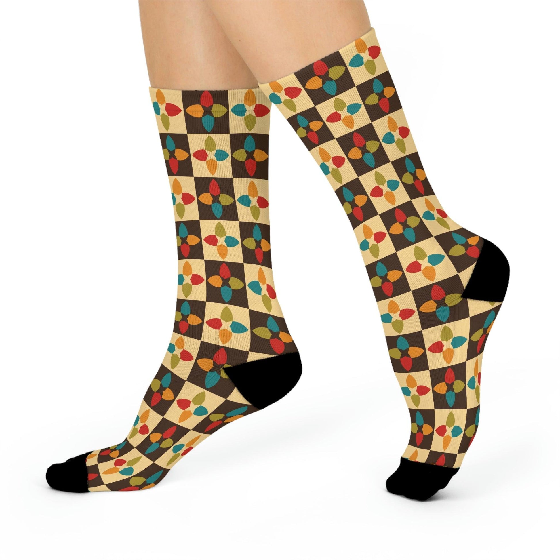 Funky Retro Colorful Cushioned Unisex Crew Socks | lovevisionkarma.com