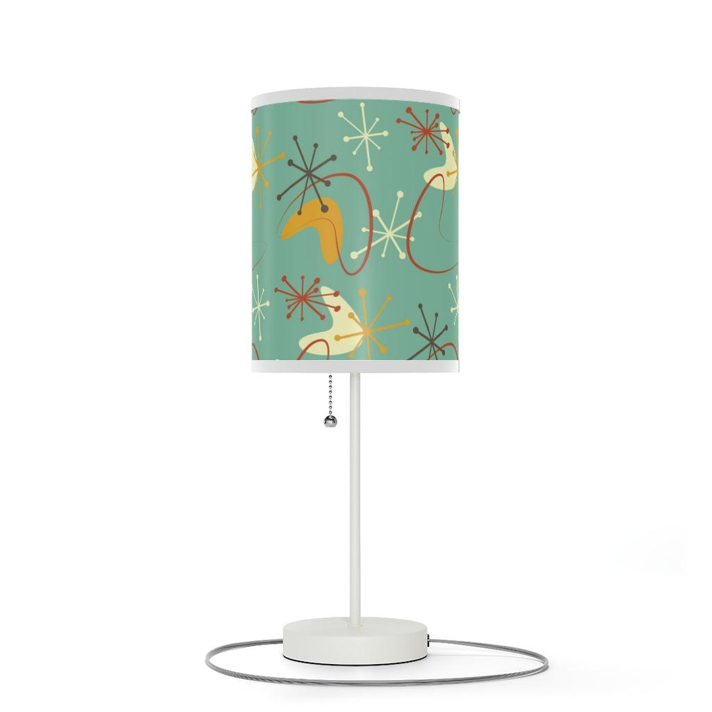 Atomic Boomerang and Burst MCM Teal Tabletop Lamp | lovevisionkarma.com