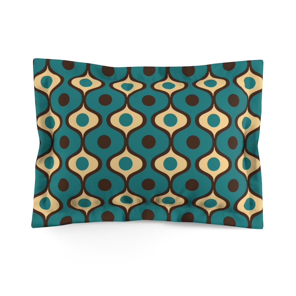 Retro 60's, 70's, Mid Century Modern Geometric Blue Pillow Sham | lovevisionkarma.com