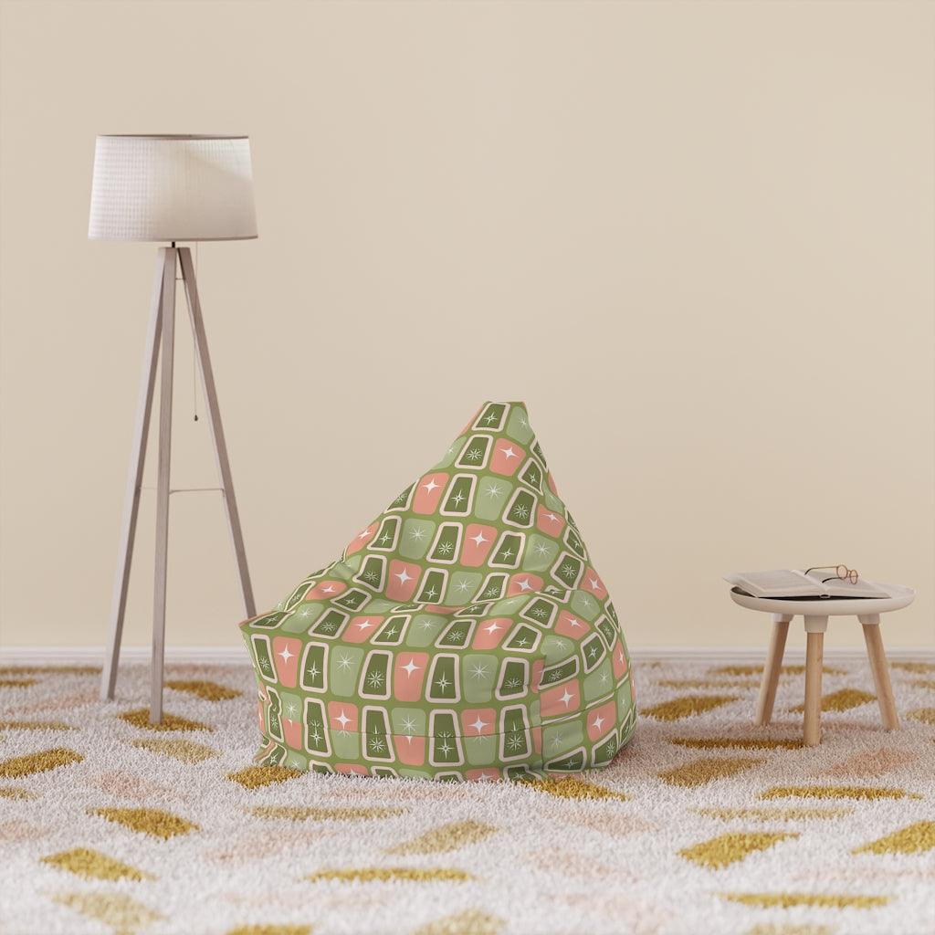 Mid Century Atomic Age Burst, Green & Pink Bean Bag Chair COVER | lovevisionkarma.com