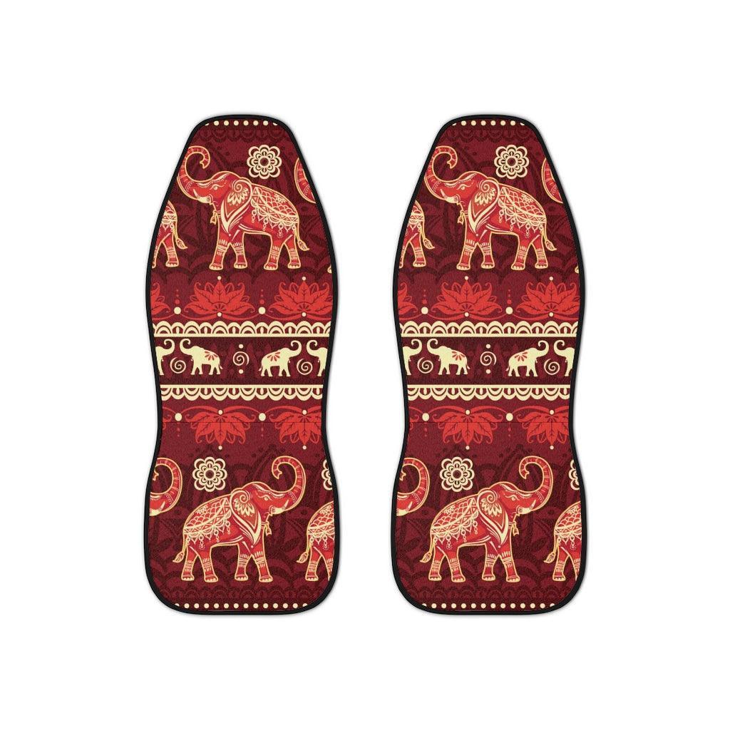 Boho Elephant & Lotus Hippie Chic Red Car Seat Covers | lovevisionkarma.com