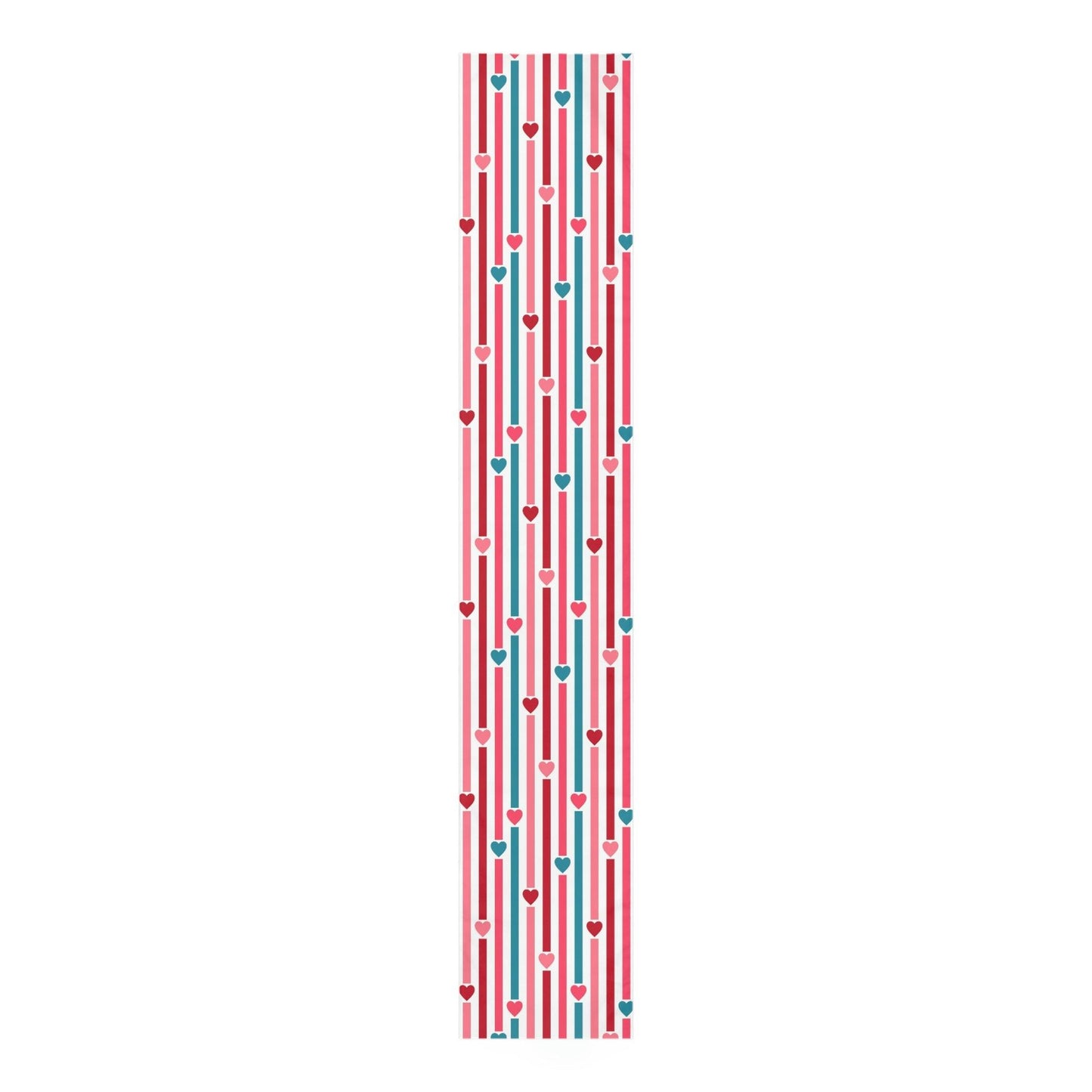 Retro Valentine Hearts and Stripes Multicolor Table Runner | lovevisionkarma.com