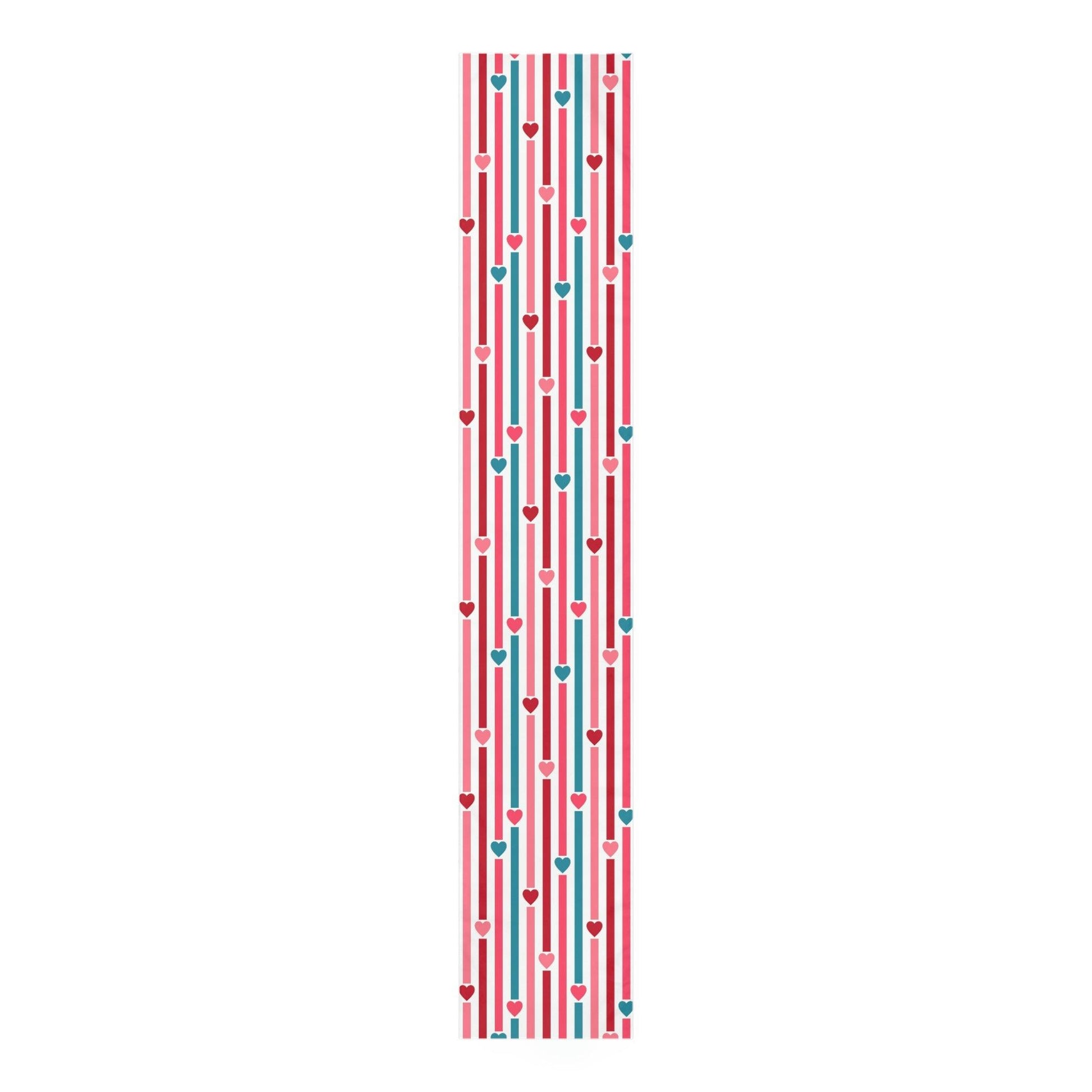 Retro Valentine Hearts and Stripes Multicolor Table Runner | lovevisionkarma.com