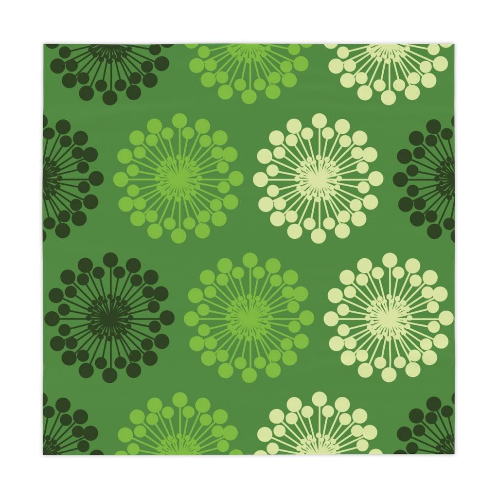 Retro Starburst Sputnik Inspired Green MCM Tablecloth | lovevisionkarma.com