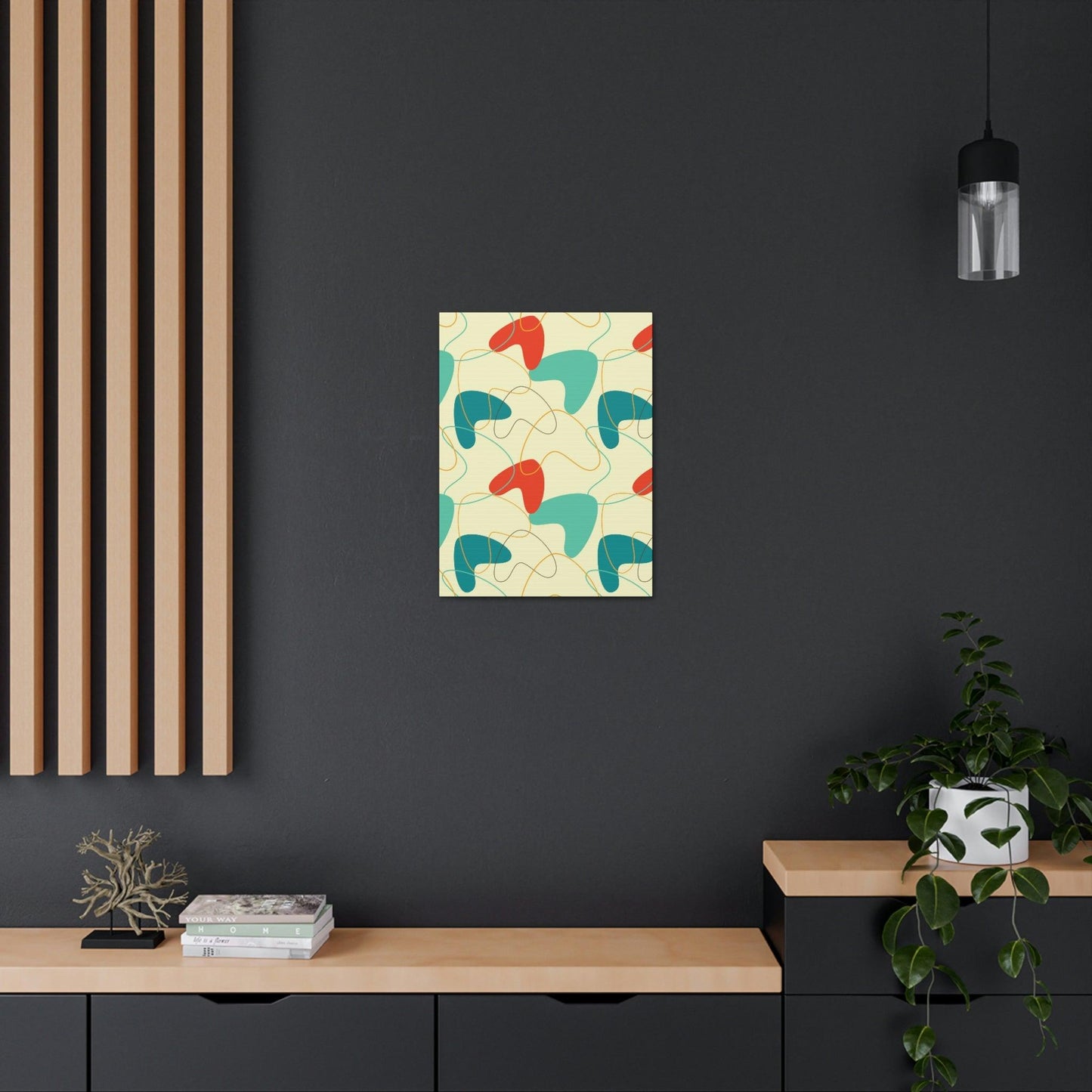 Retro 50s Atomic Boomerang Mid Century Mod, Canvas Gallery Wrap Wall Art | lovevisionkarma.com