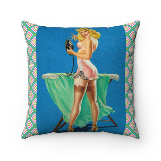 Retro 1950's Ironing Pin Up Girl Pillow | lovevisionkarma.com