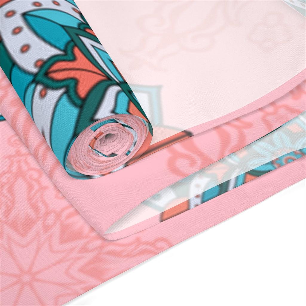 Boho Chic Colorful Mandalas Pink Table Runner, Diwali Home Decor | lovevisionkarma.com