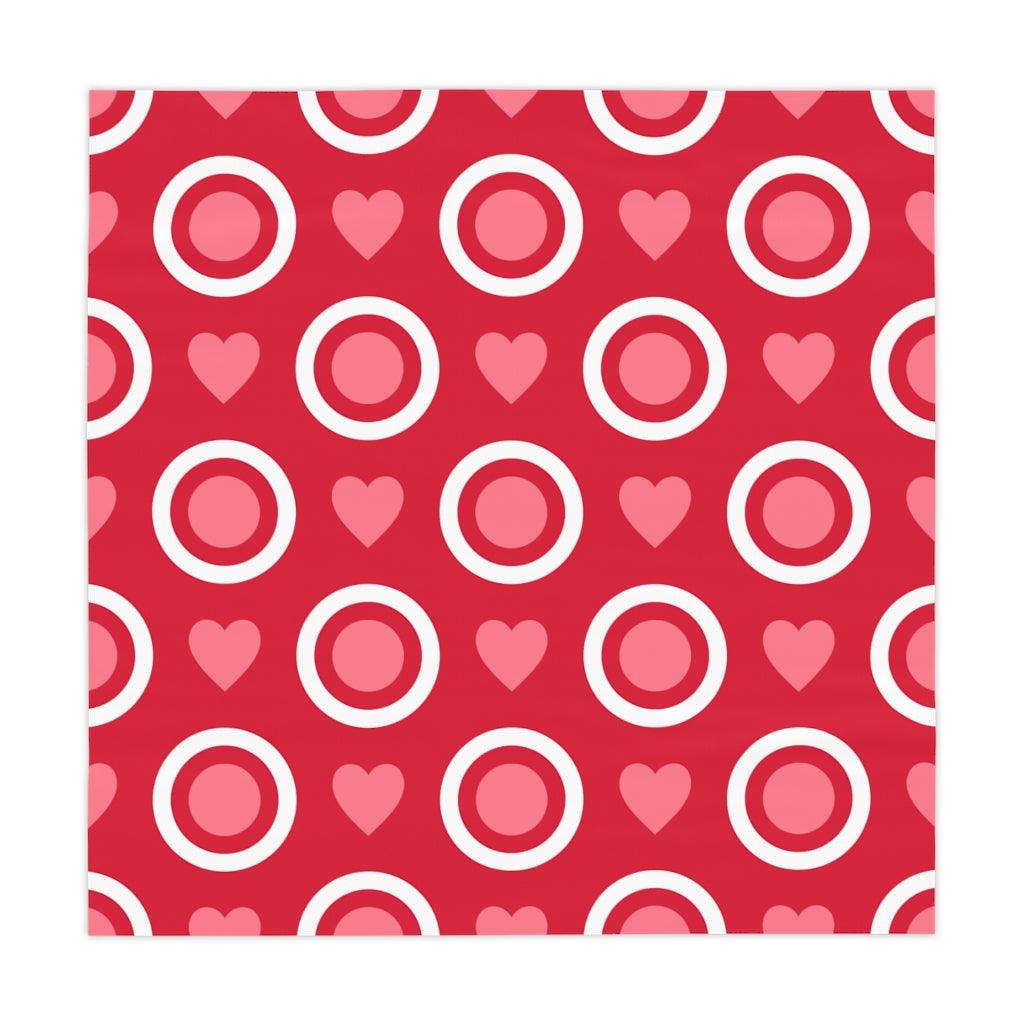 Retro Red Hearts & Circles Valentine Tablecloth | lovevisionkarma.com