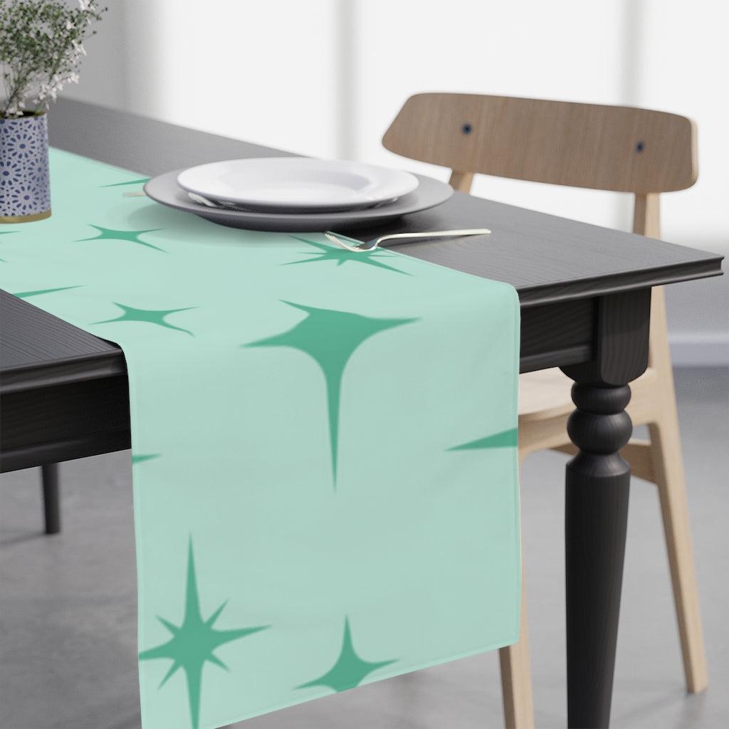 Atomic Starburst Retro MCM Mint Green Table Runner | lovevisionkarma.com