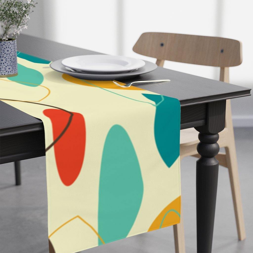 Mid Century Mod Table Runner Abstract Multicolor Retro Table Linens | lovevisionkarma.com
