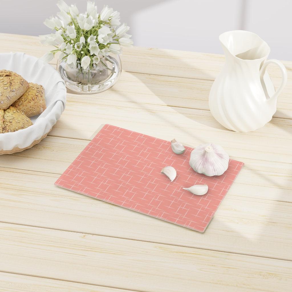 Retro Mid Century Modern Pink Glass Cutting Board | lovevisionkarma.com