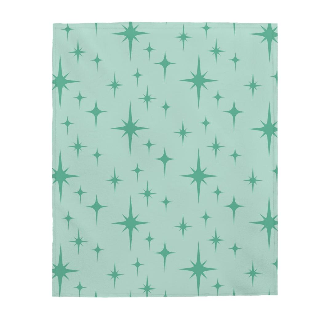 Retro MCM Starburst Mint Green Velveteen Lightweight Blanket | lovevisionkarma.com