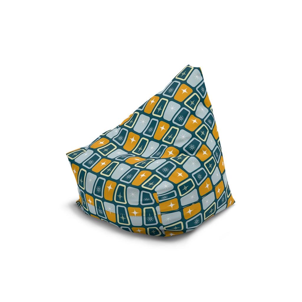 Retro Atomic Starburst MCM Blue & Mustard Bean Bag Chair COVER | lovevisionkarma.com