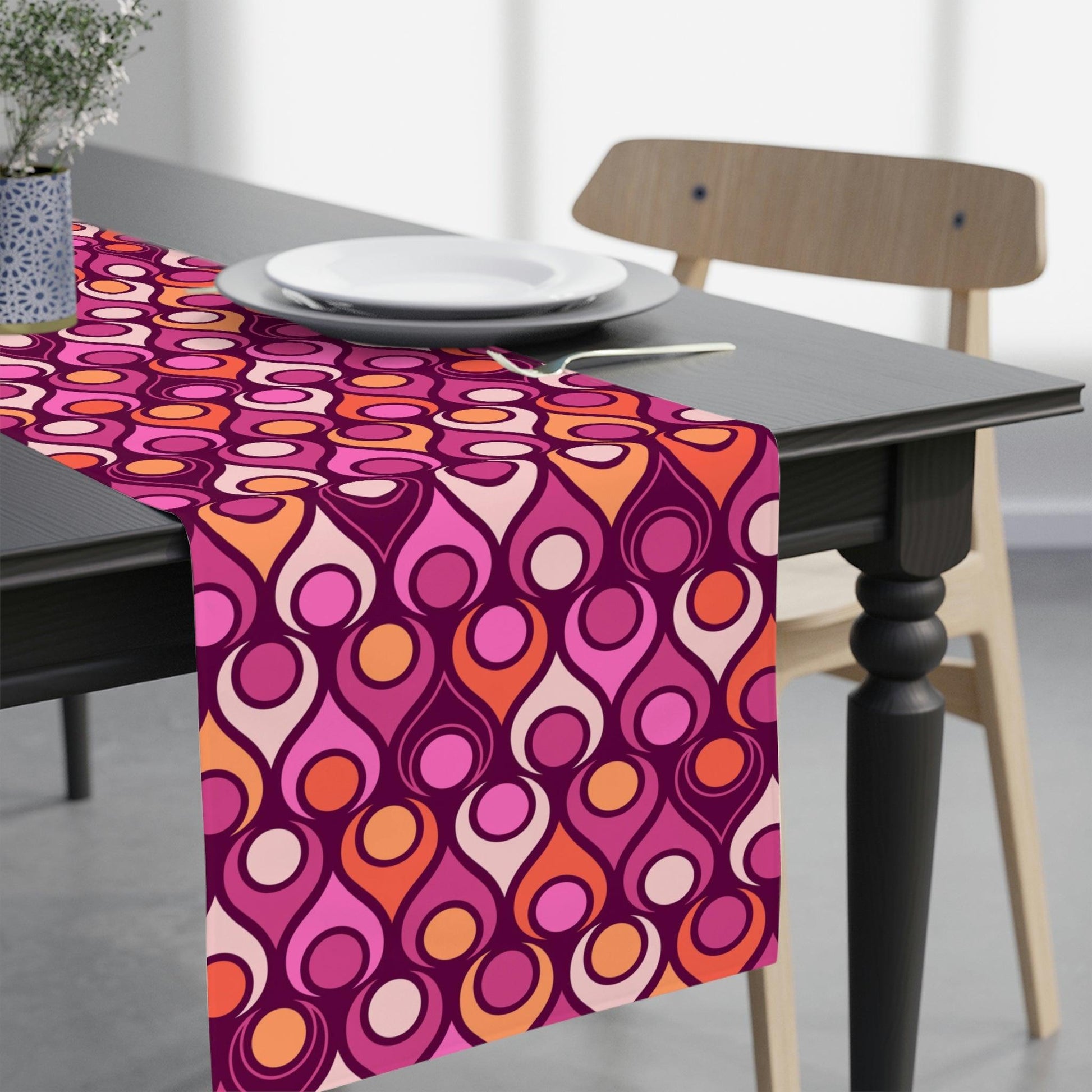 Groovy Mod Retro Magenta Purple MCM Table Runner | lovevisionkarma.com
