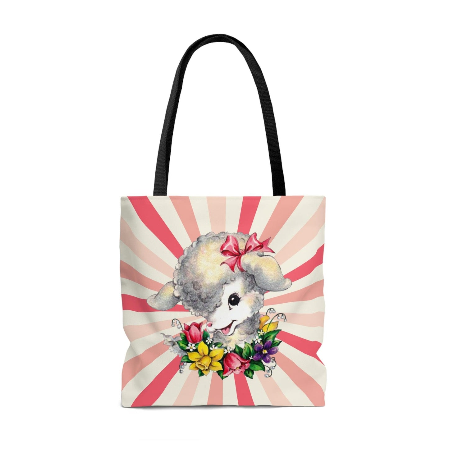 Vintage Kitsch Lamb Easter Retro MCM Colorful Tote Bag | lovevisionkarma.com