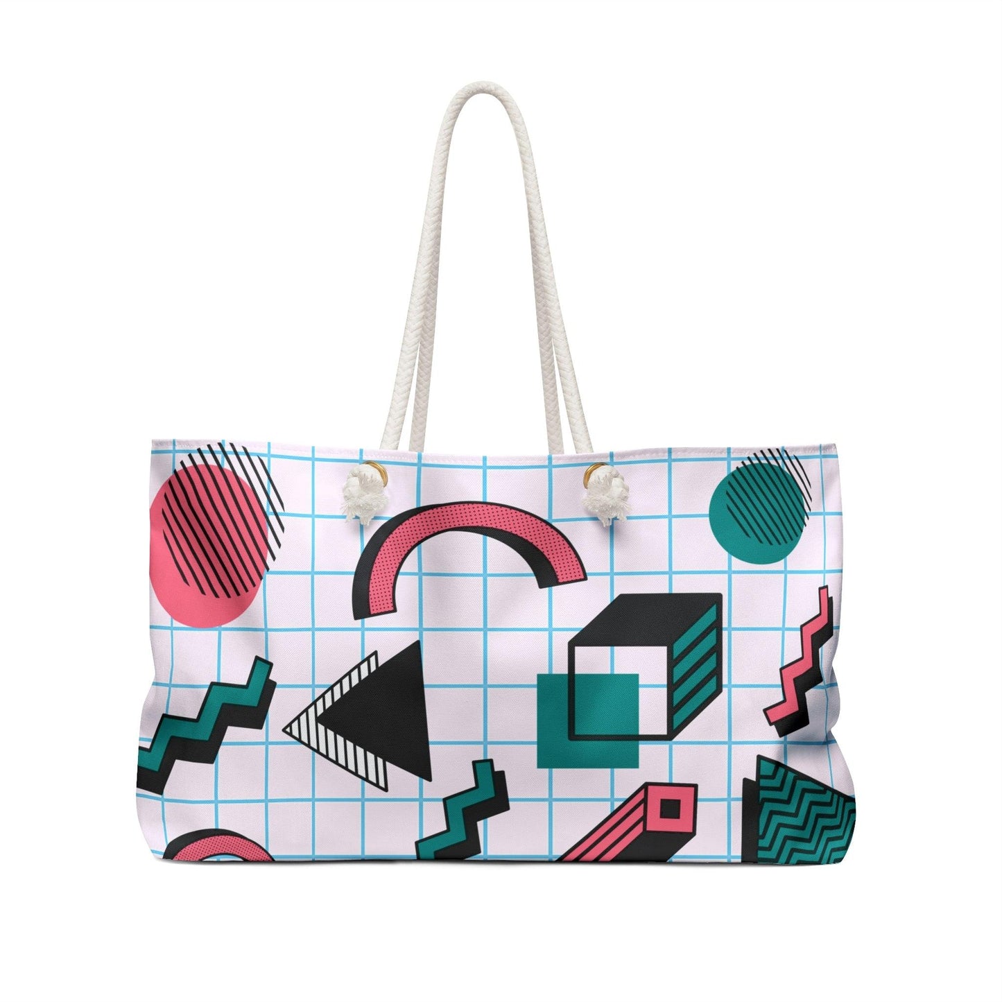 Retro 80's 90's Aesthetic Abstract Weekender Tote Bag | lovevisionkarma.com