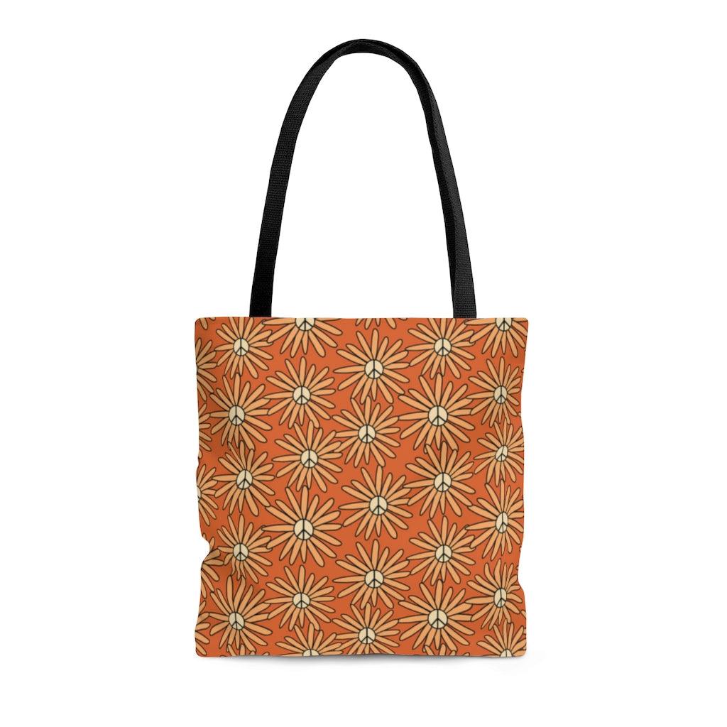 Boho Hippie Peace Flowers MCM Tote Bag | lovevisionkarma.com
