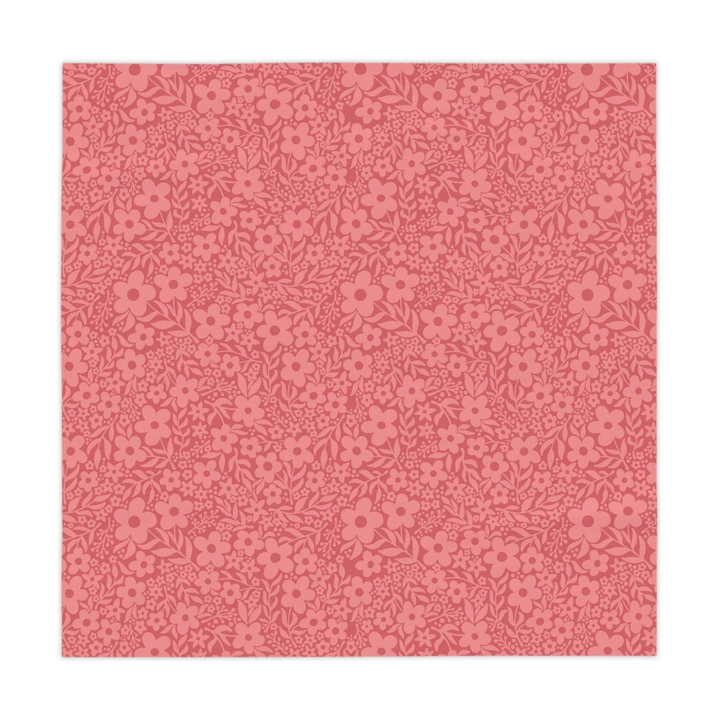 Retro Minimalist Flowers Mid Century Monochromatic Coral Pink Tablecloth | lovevisionkarma.com