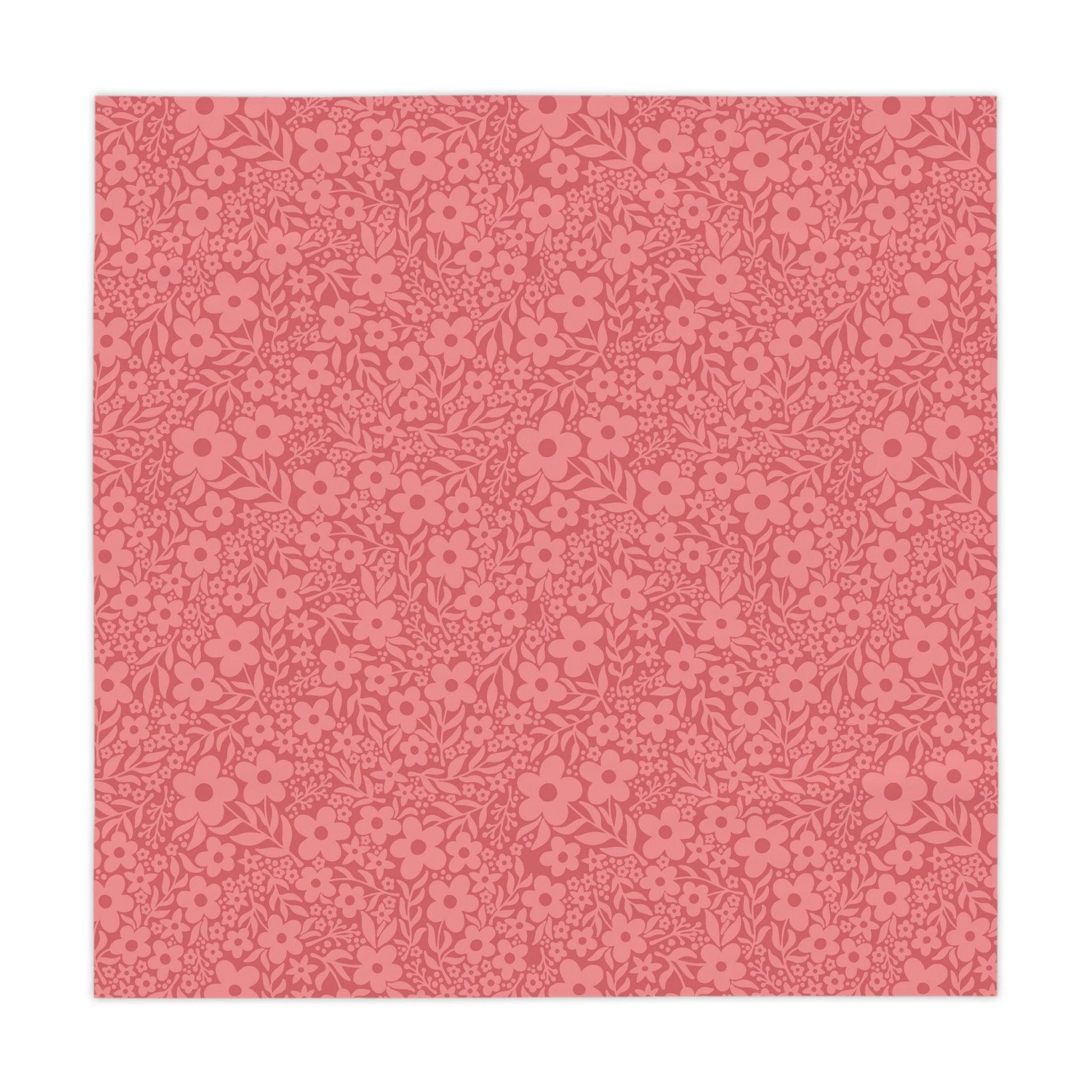 Retro Minimalist Flowers Mid Century Monochromatic Coral Pink Tablecloth | lovevisionkarma.com