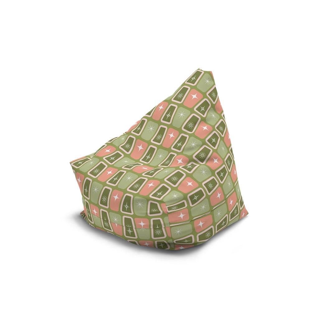 Mid Century Atomic Age Burst, Green & Pink Bean Bag Chair COVER | lovevisionkarma.com