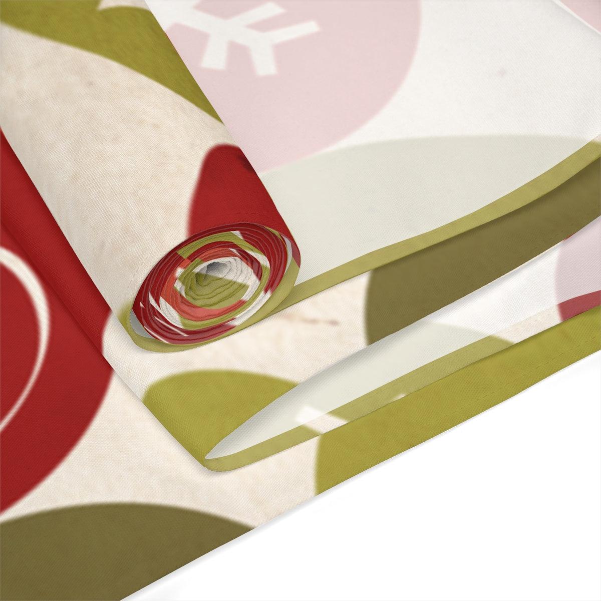 Retro 50's Atomic Burst MCM Red and Green Table Runner | lovevisionkarma.com