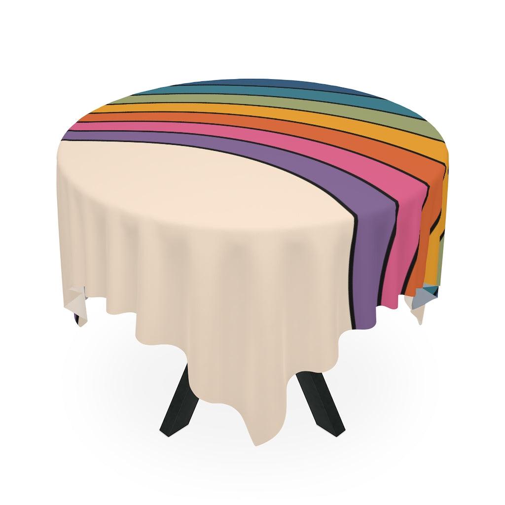 Retro 60s 70s Wavy Rainbow MCM Tablecloth | lovevisionkarma.com