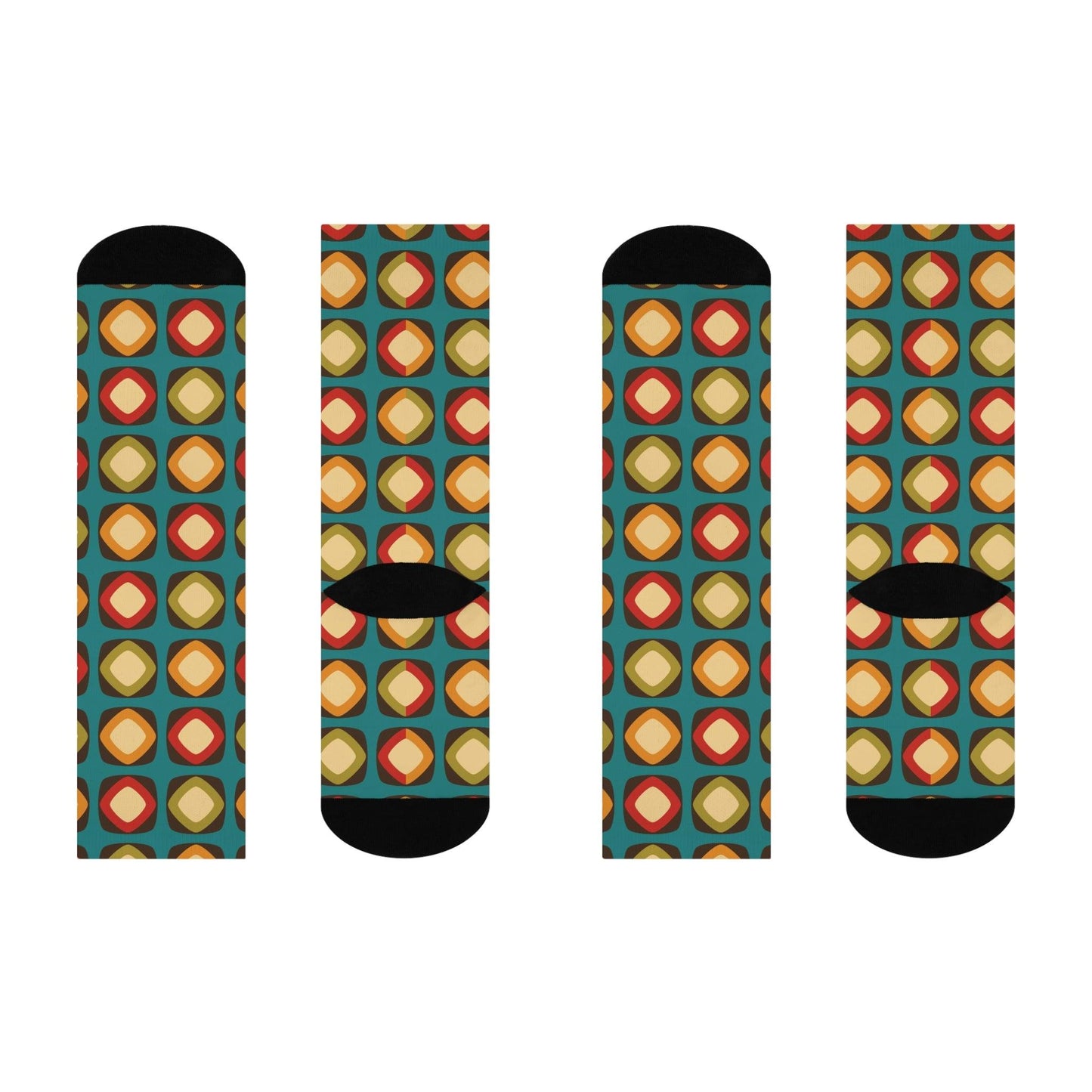 Funky Mid Mod Colorful Cushioned Unisex Crew Socks | lovevisionkarma.com