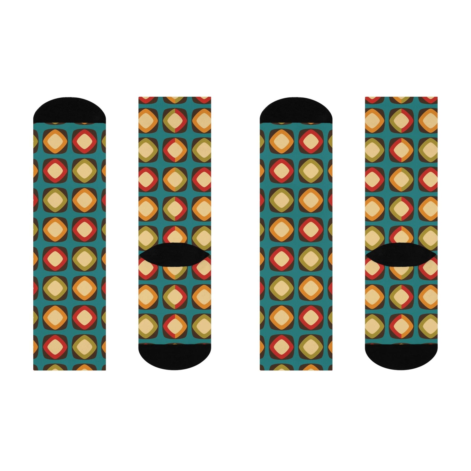 Funky Mid Mod Colorful Cushioned Unisex Crew Socks | lovevisionkarma.com