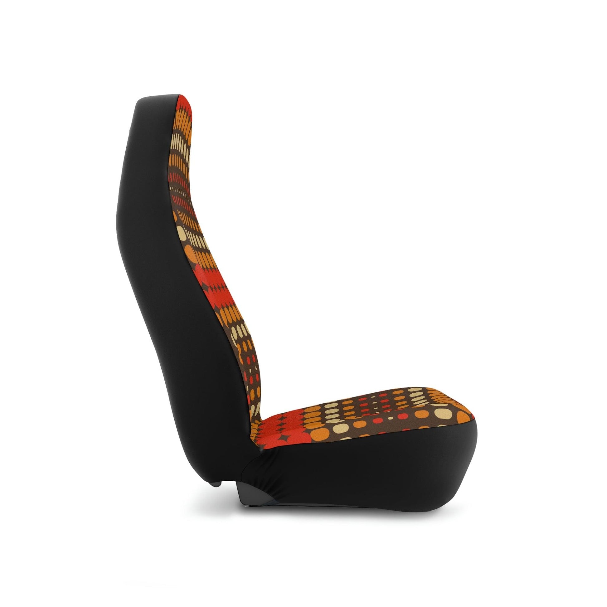 Retro 60s 70s Funky Mid Century Orange & Brown Car Seat Covers | lovevisionkarma.com