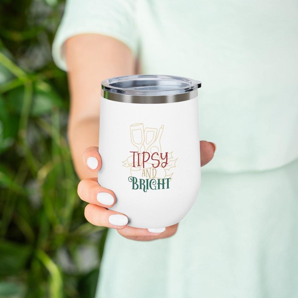 Funny Christmas Insulated Wine Tumbler 12oz "Tipsy" | lovevisionkarma.com