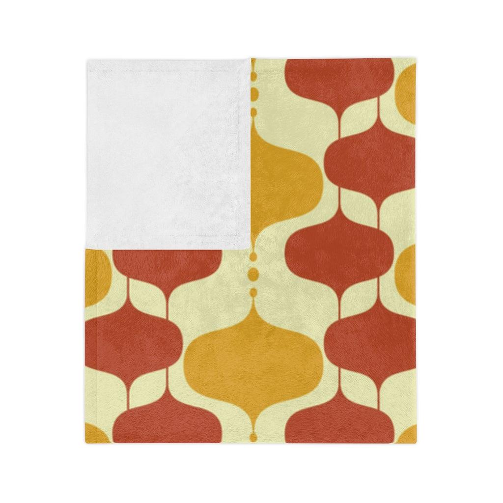 Retro Mid Century Geometric Onion Mustard & Orange Velveteen Minky Blanket | lovevisionkarma.com