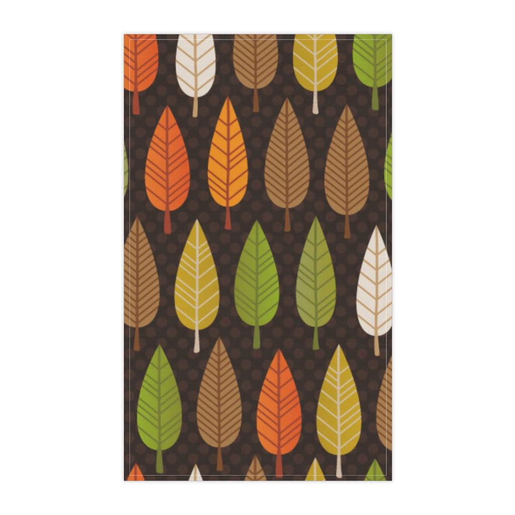 Retro Leaves MCM Brown, Orange & Green Cotton Kitchen Towel | lovevisionkarma.com